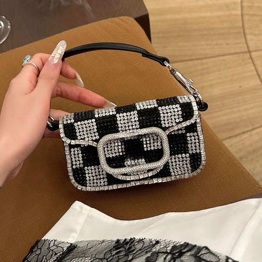 Designer Real Leather Shoulder Bags Girls Sheep Skin Shining Party Evening Purses And Handbags Fashion Blingbling Crystal Beads Totes Crossbody Bag Clutches 3169