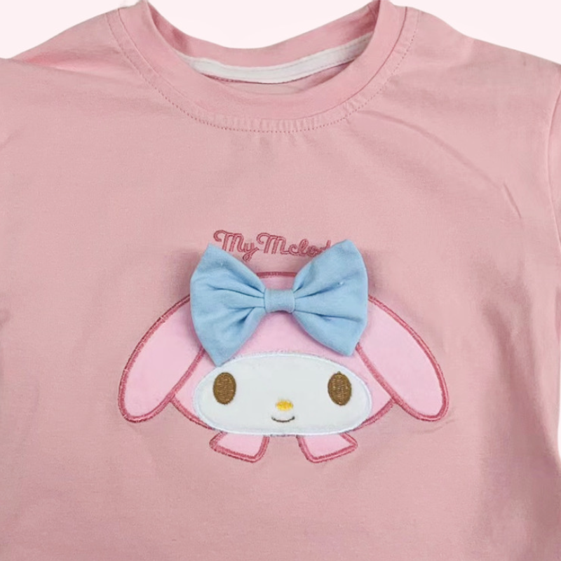 DISNEY Kids designer clothes short-sleeved cartoon T-shirt for girls leisure clothes for children printed tops for babies.