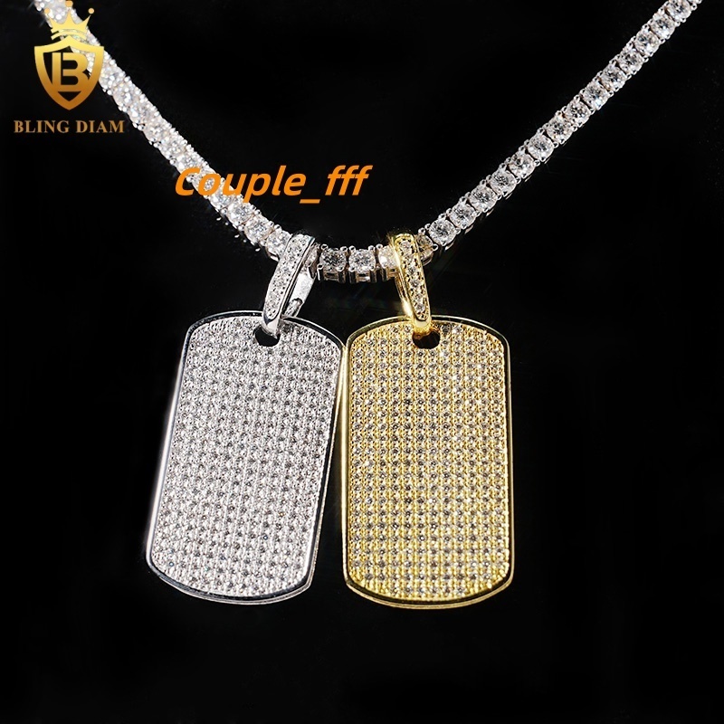 Wholesale Price Rectangle Pendants Hip Hop Fine Jewelry Moissanite Iced Out 925 Silver Charm Pendant