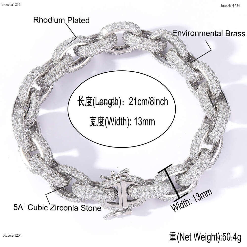 Luxury Hip Hop Chain Necklace 13mm ice out VVS Moissanite Cross Chain Necklace bracelet for men and women Free delivery