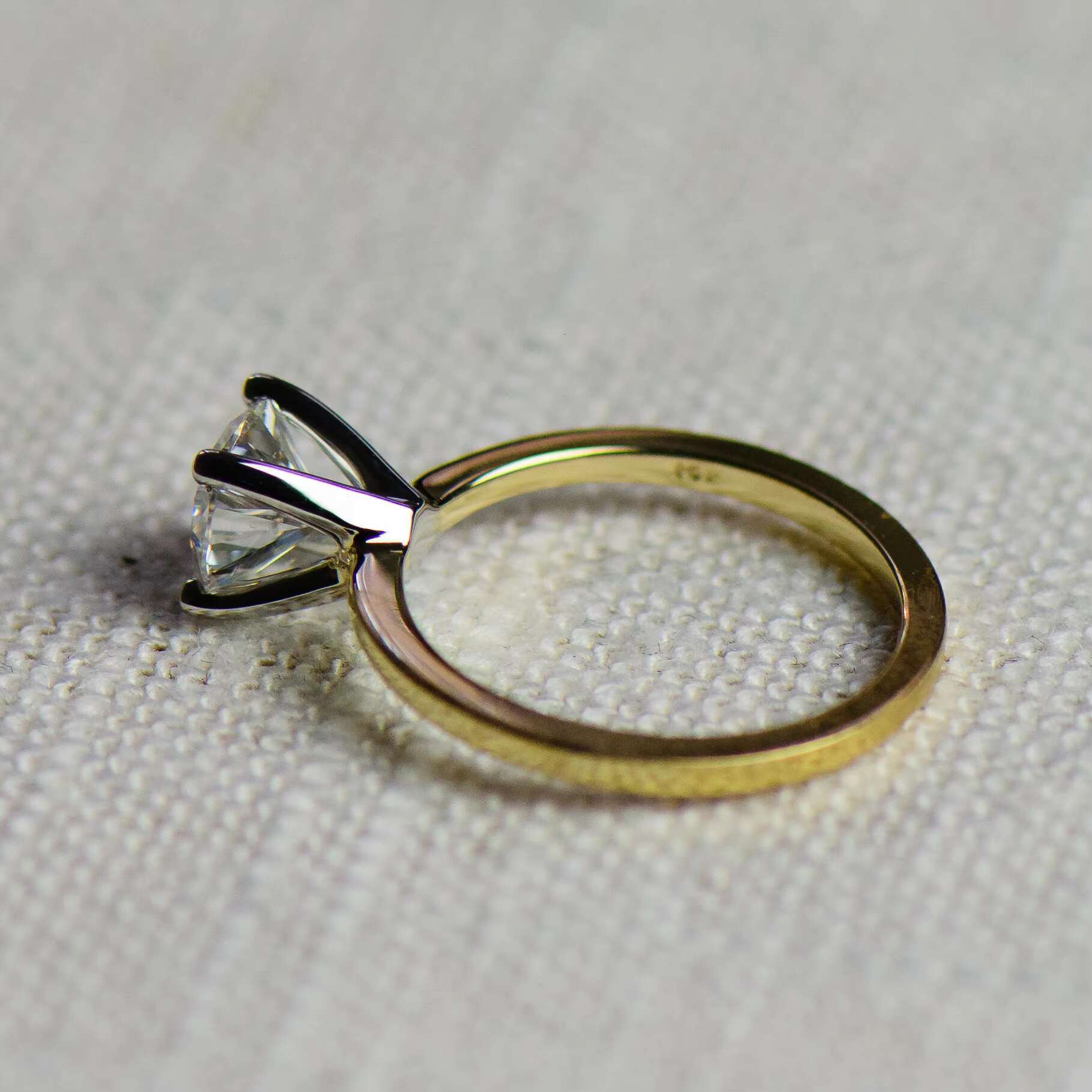 Two Toned Diamond Solitaire Ring 14k 18k Solid Gold or Platinum Lab Grown Diamond Ring