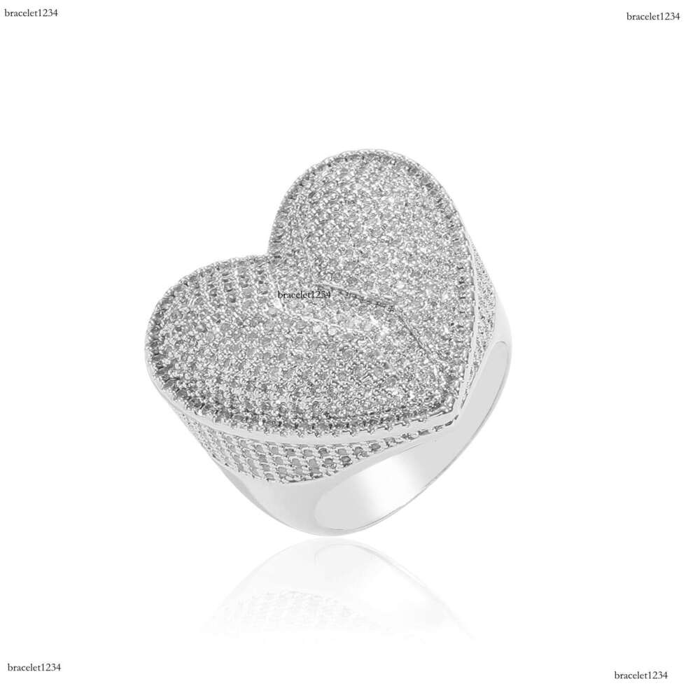 Luxury Designer Heart-Shaped Men Women Hip Hop Ring, Heart-shaped Ice Out VVS Moissanite Ring with free shipping