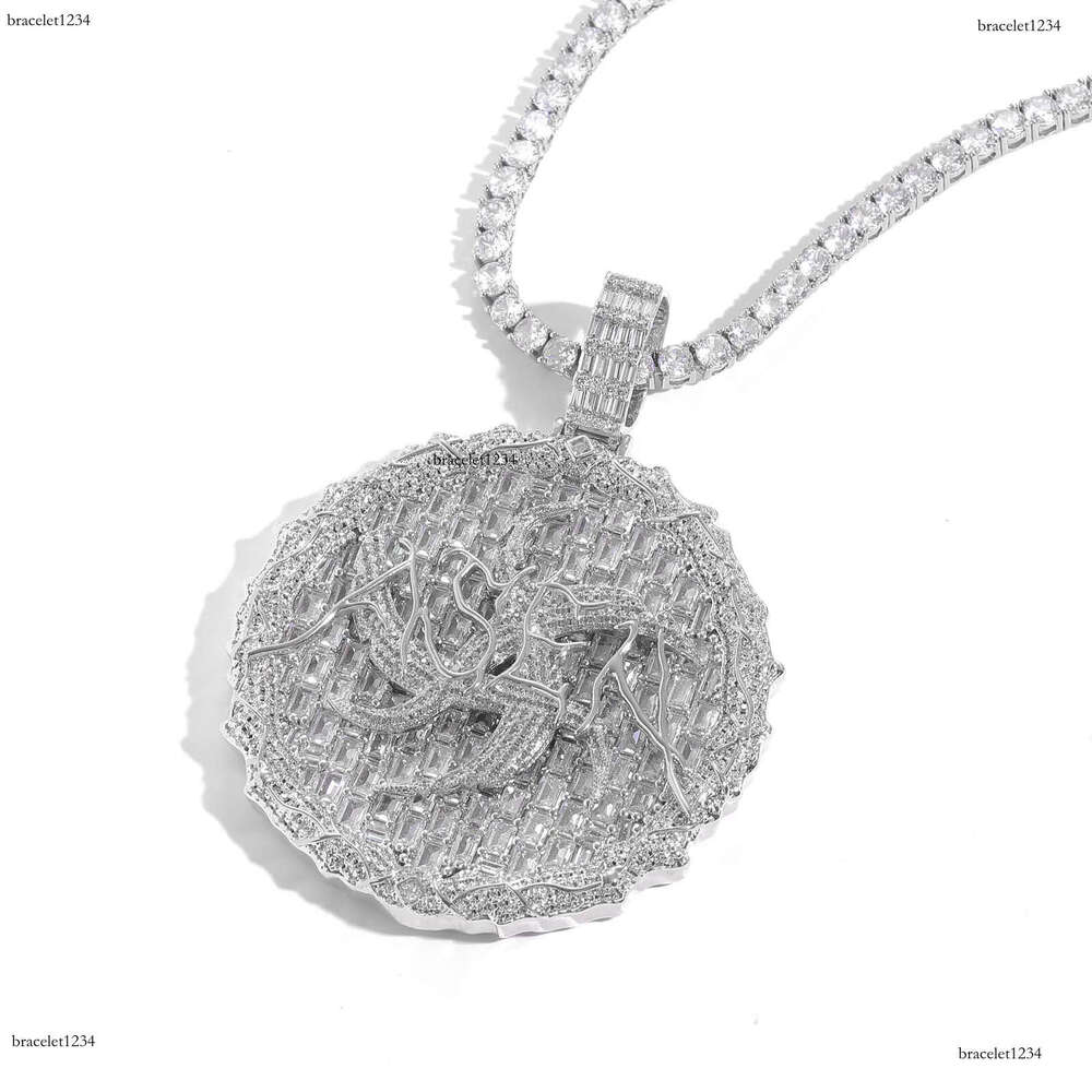 Luxury designer round cake Ice Out vvs Moissanite Necklace Men Women's Pendant 4mm Tennis necklace Pendant Free shipping