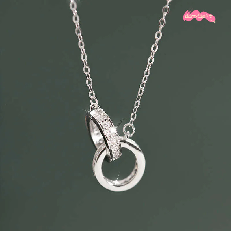 Necklace Designer luxury Double Circle pendant necklace for Women men Ins Style Zircon inlay Copper plated with silver Festival vacation gift ddmysept