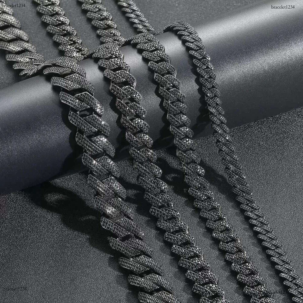 Hip Hop Rapper Mossanite Necklace Jewelry Vvs Sterg Sier 20mm Black Dia Moissanite Cuban k Chain