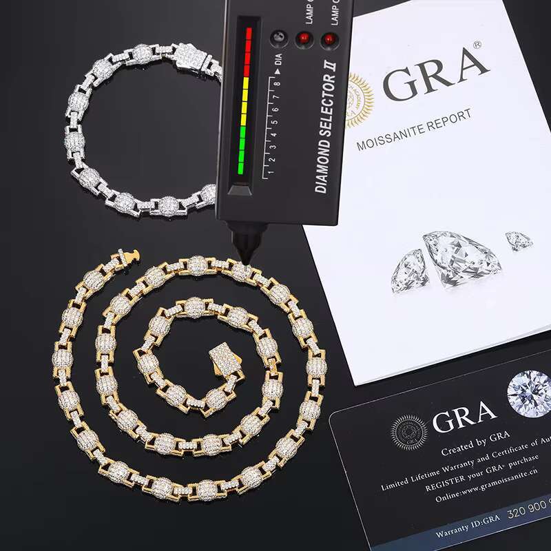 Europe and United States 925 Silver Moissanite New 7mm Bubble Ball Chain Necklace Hip-Hop Accessory Trend Wholesale