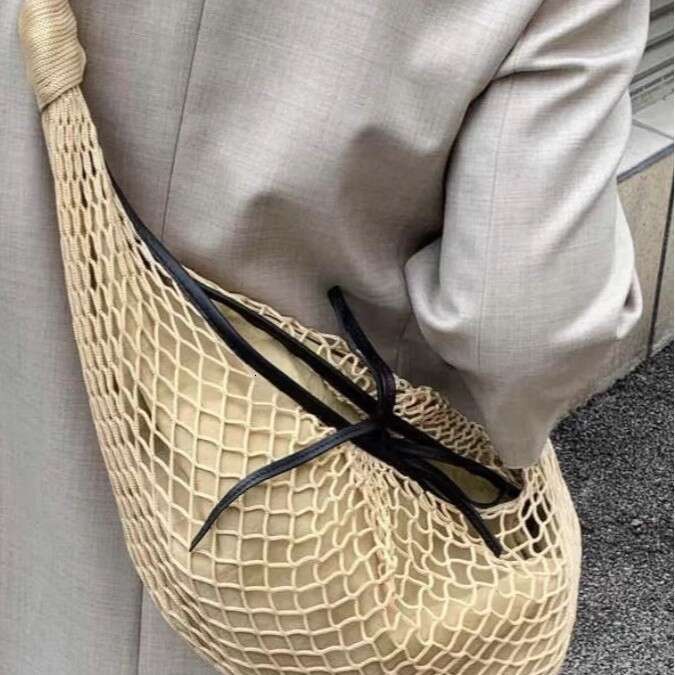 Ins Style Resort Beach Bag Spring Summer New Hollow Weaving Large Capacity Tote Bag Niche Design Seaside Vacation Style Beach Horn Bag KQ