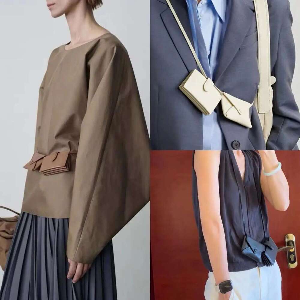 Women's New Twin Cowhide Envelope Waist Crossbody Multi-Layer Mini Coin Purse Armpit Bag Retro Belt Card Ba