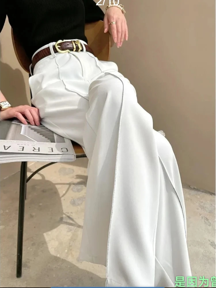 Solid Loose Wide Pants Woman High Waist Fashion Straight Womens Pants Spring and Autumn Office Suit Trousers Womens 250421