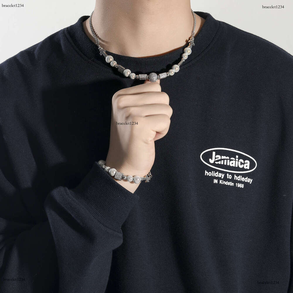 Luxury designer sterling silver cross necklace, pearl copper inlaid ice out VVS Moissanite hip Hop necklace bracelet for men and women Free delivery