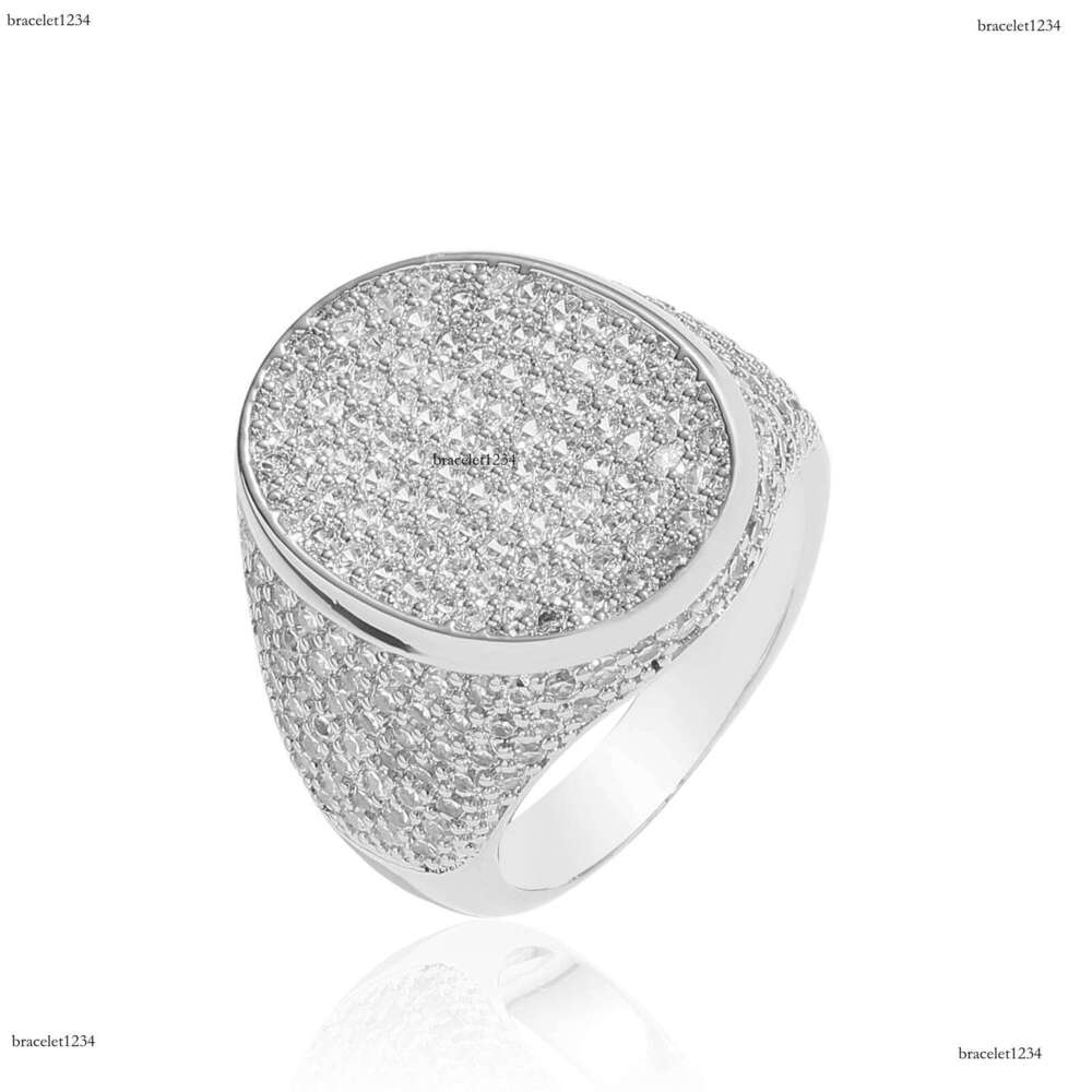 Luxury designer Oval micro-inlaid Ice out VVS Moissanite and all diamonds, Hip-hop men and women Rap diamond ring free shipping