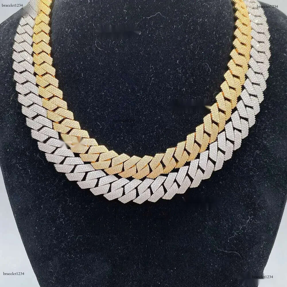 Passed Vvs Test Hip Hop Jewelry Necklace 15mm GRA Ice Out Moissanite Dia Cuban Chain Popular with Rappers