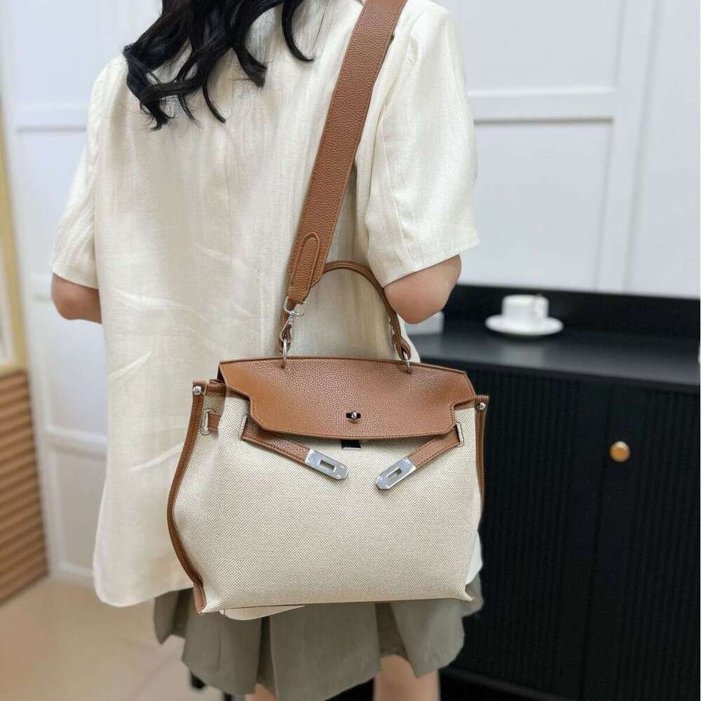 Designer Bag Fashionable Tote New Canvas Women S Trendy Kelly Large Capacity Contrasting Color Single Shoulder Diagonal Cross