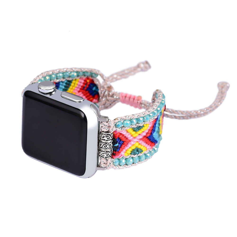 2024 New Accessories Ocean Blue Nylon Ribbon Crystal Handmade Weaving Apple/Samsung/Phoebe Strap