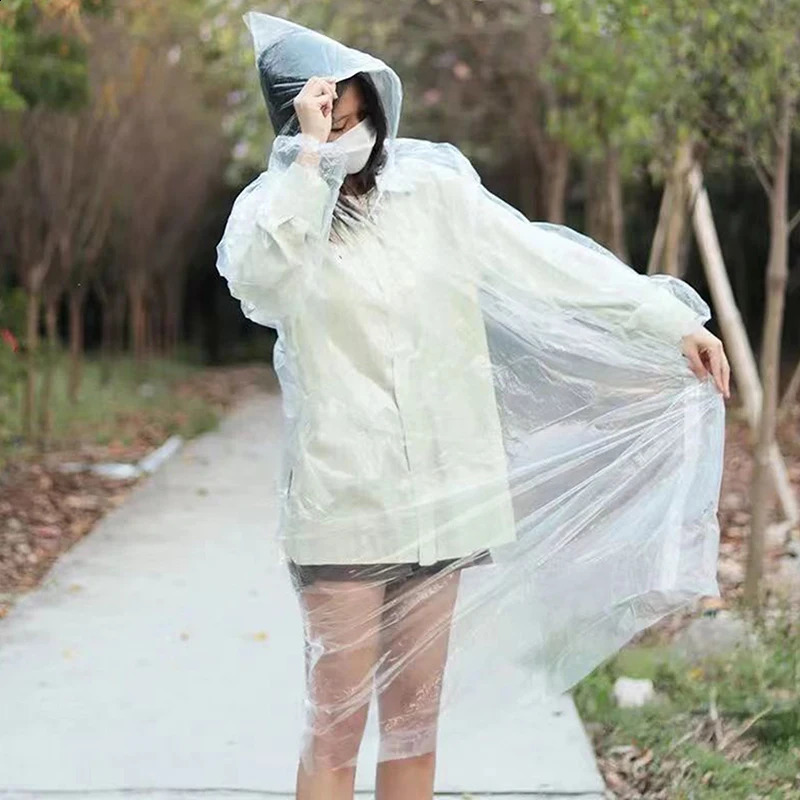 Motorcycle Portable Raincoat Women Men Outdoor Waterproof Disposable Camping Hooded Ponchos Rain Cover Travel Accessories 250421