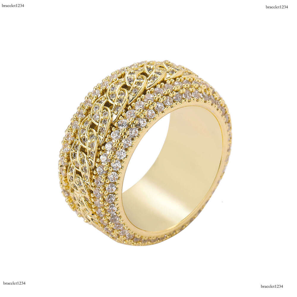 Luxury designer Rotatable Ring Men's and Women's Hip Hop Real Gold Plated Sterling Silver with Ice out VVS Moissanite rotatable Hip Hop Ring