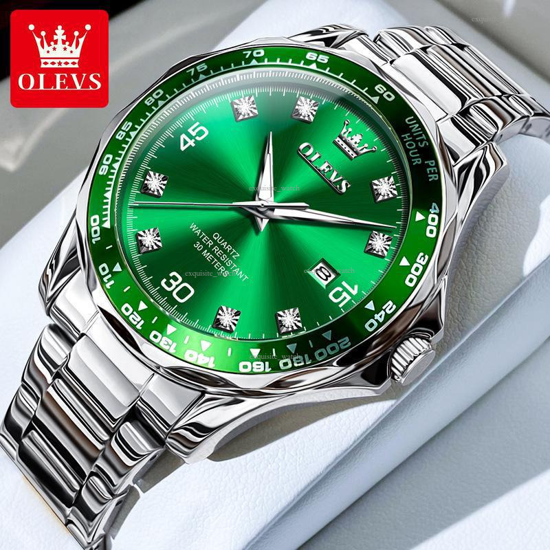 OLEVS Brand Designer Olevs Brand Watch Wholesale Lex Green Submariner Quartz Watch Waterproof Men's Watch Men's Luxury Watch Free Delivery W
