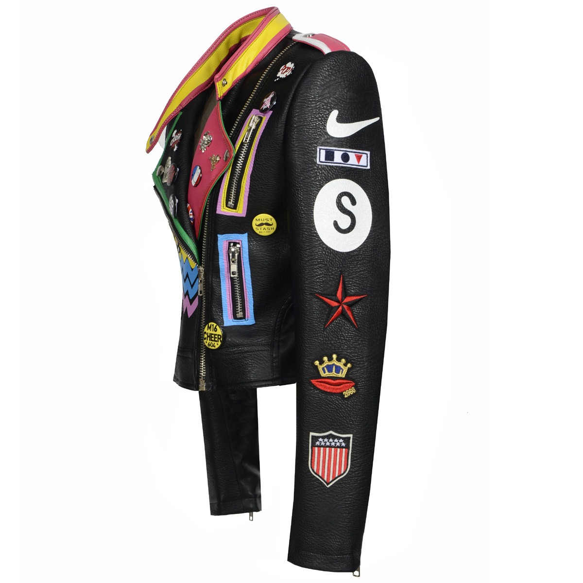 0C211M22 Luxury Fashion Coats Customized Leather Clothes for Women European Locomotive Punk Spring and Autumn Short Style Letter Printing