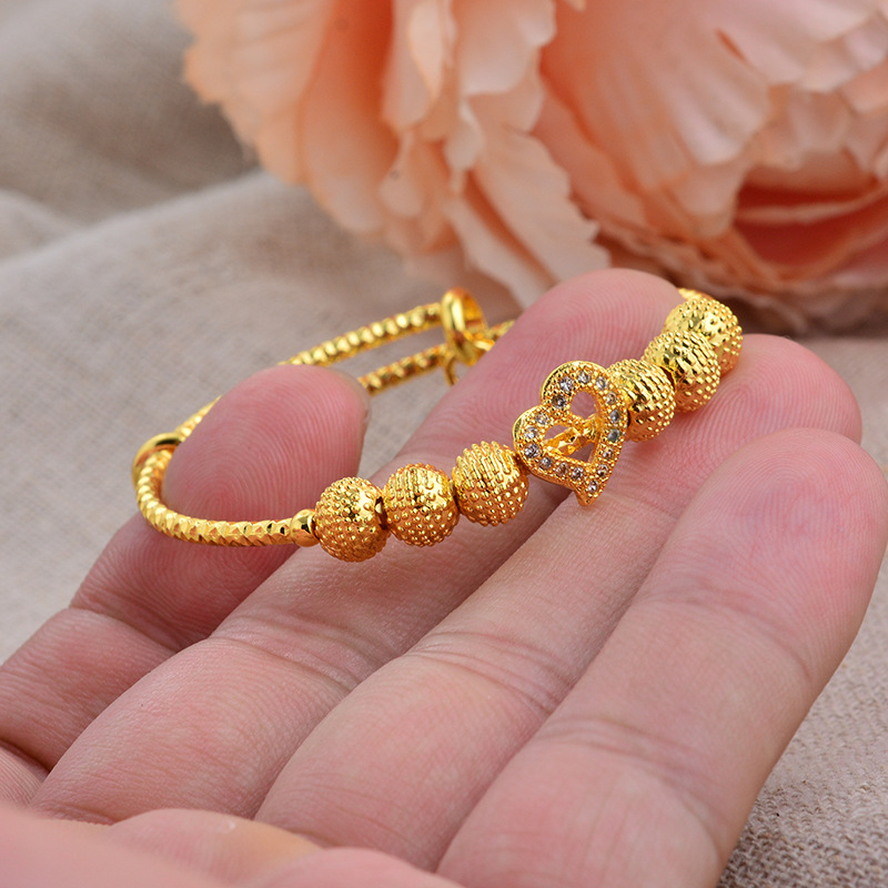 Fashionable children's jewelry hollow-out flower bracelets Dubai Gold Color Bangles For Kids Baby Promotion Sale Child Birthday Gifts ChildrenS B - view 3