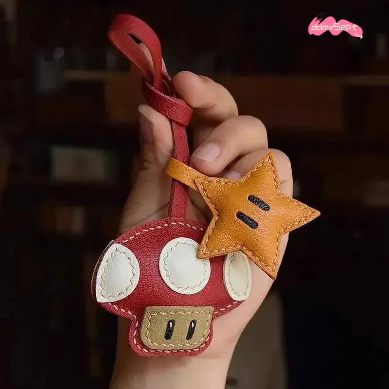 Sheepskin Leather Mushroom Keychain Charm ddmyApr - Handmade Cute Bag Decoration And Exquisite Accessories ddmysept
