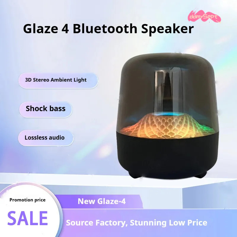 Sound Box Bluetooth Subwoofer Colorful Glass Home High Volume Wireless Computer Audience RGB LED Desktop Portable Speaker Festival New Year Gift TUES 