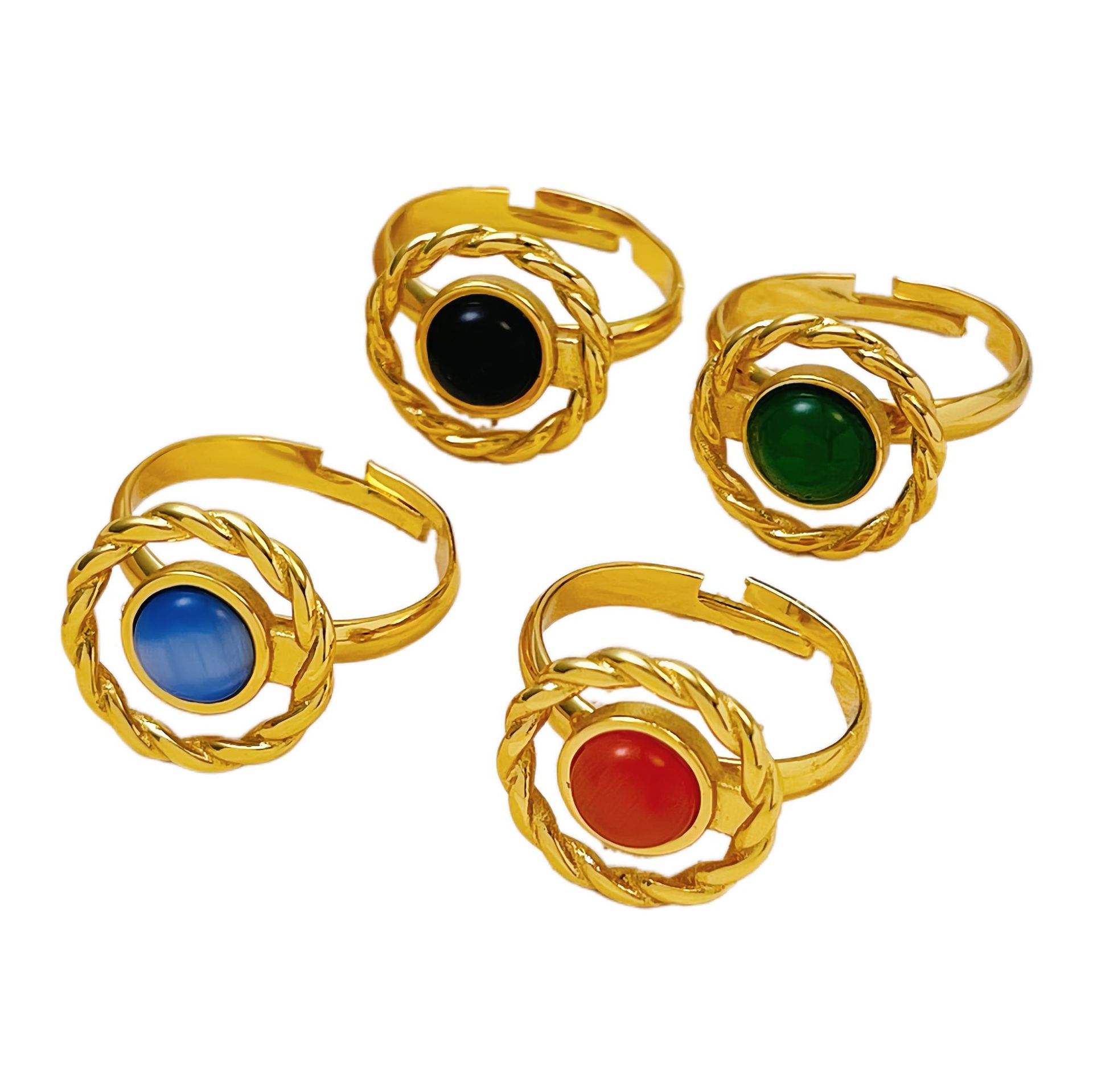 New retro genuine gold-plated oval raw stone ring High quality gold designer diamond ring rings designer for women luxury jewelry men love ring rings - view 8