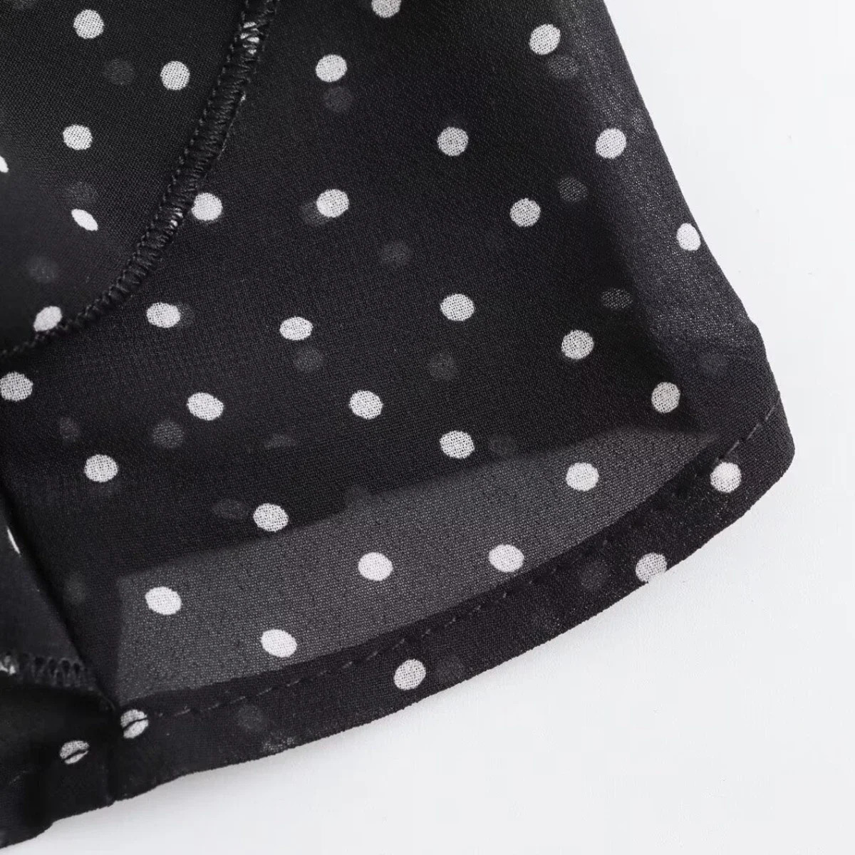 ZBZA Womens Layered n Polka Dot Print Shirt Long Sleeve Stand Collar Single Breasted Top Spring and Summer Chic Shirt 250421