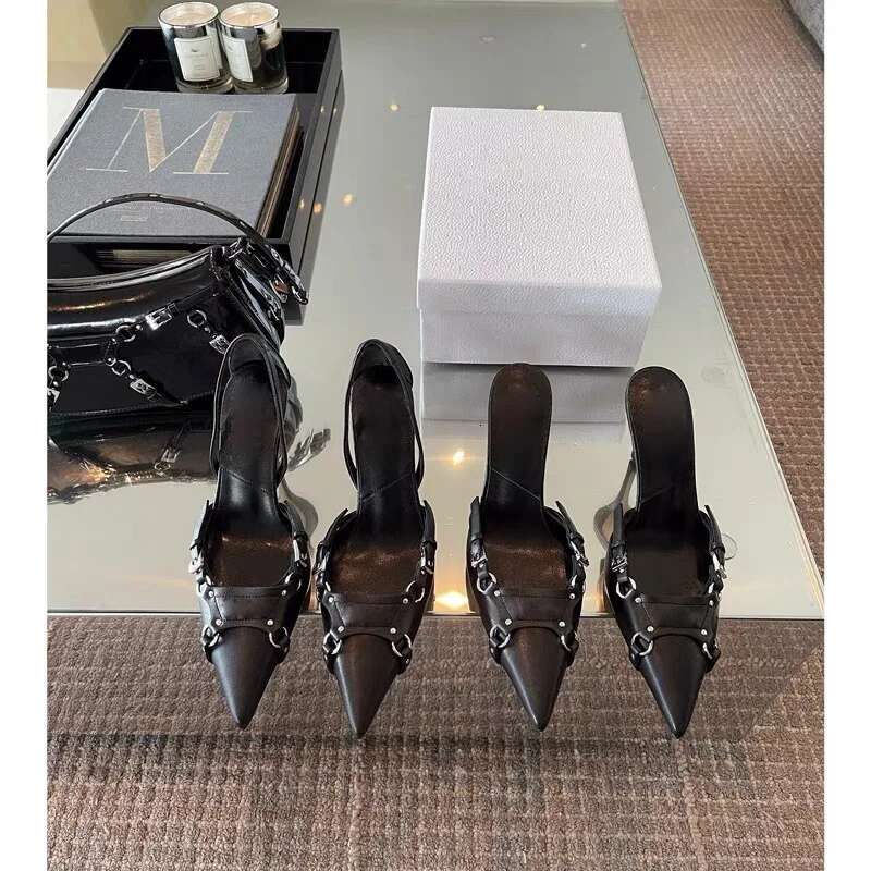 Heeled Sandals Shallow Mouth Comfort Shoe For Women Large Size Black Lace Up Girls 2023 Clear Pointed Stiletto High Zaptos Mujer