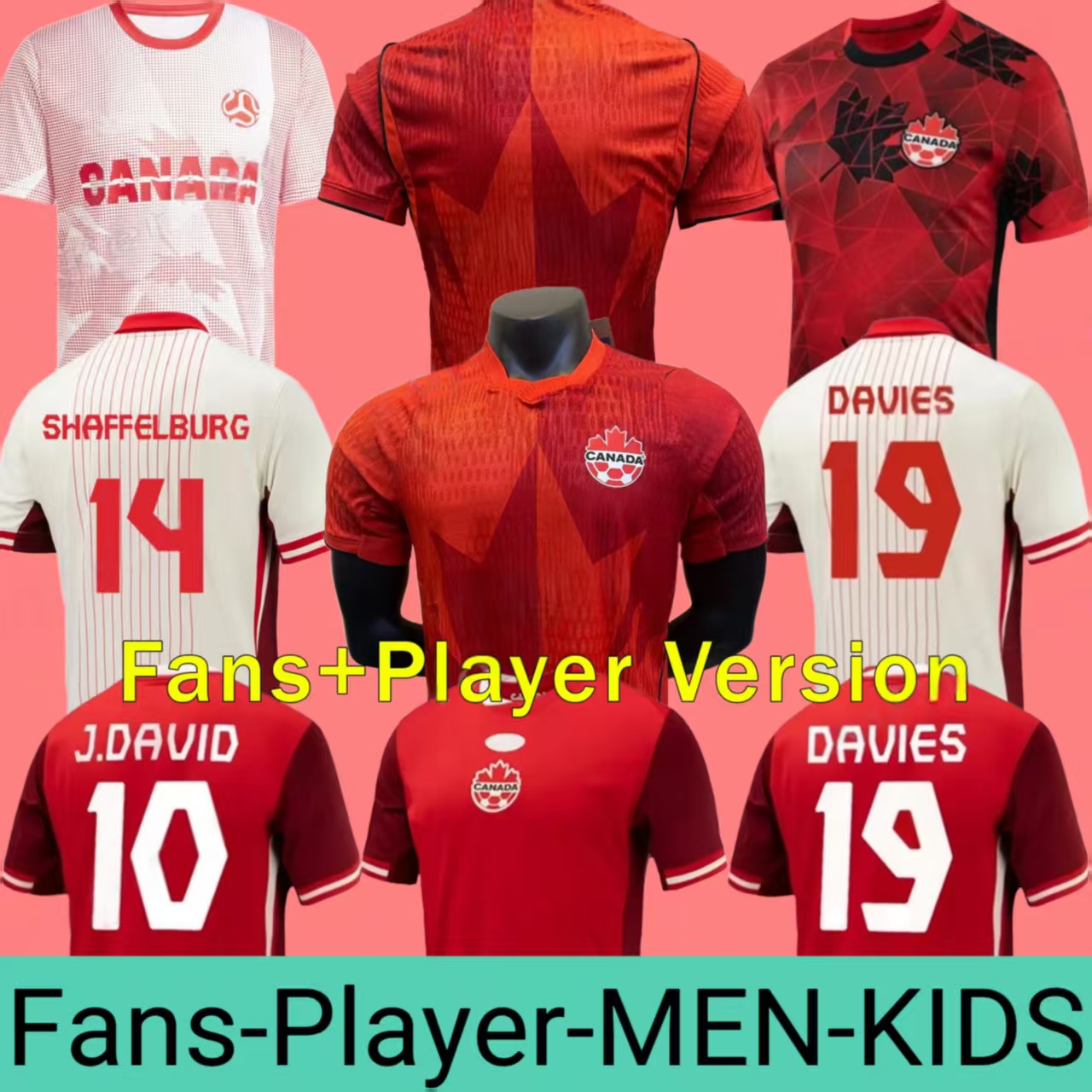 2026 Canada Soccer Jerseys J.DAVID MEN KIDS KIT WOMEN Uniforms national team DAVIES LARIN 26 27 UGBO CAVALLINI MILLAR EUSTAQUIO FRASER 2024 football shirt T home away
