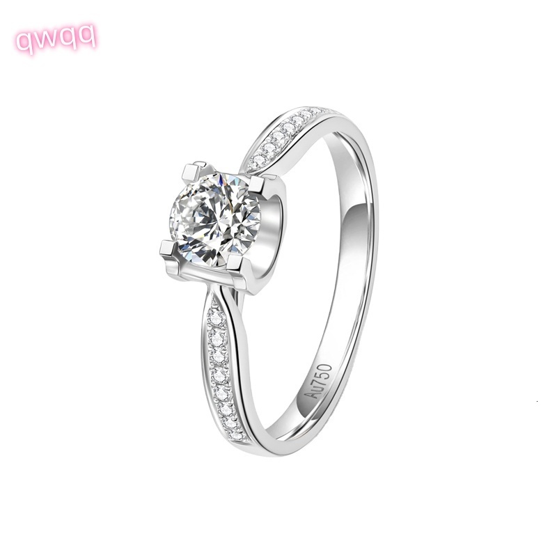 18K White Gold Classic Style Lab Grown Diamond Ring Wedding/Engagement Sample with CVD/HPHT Diamonds Womens Party Jewelry