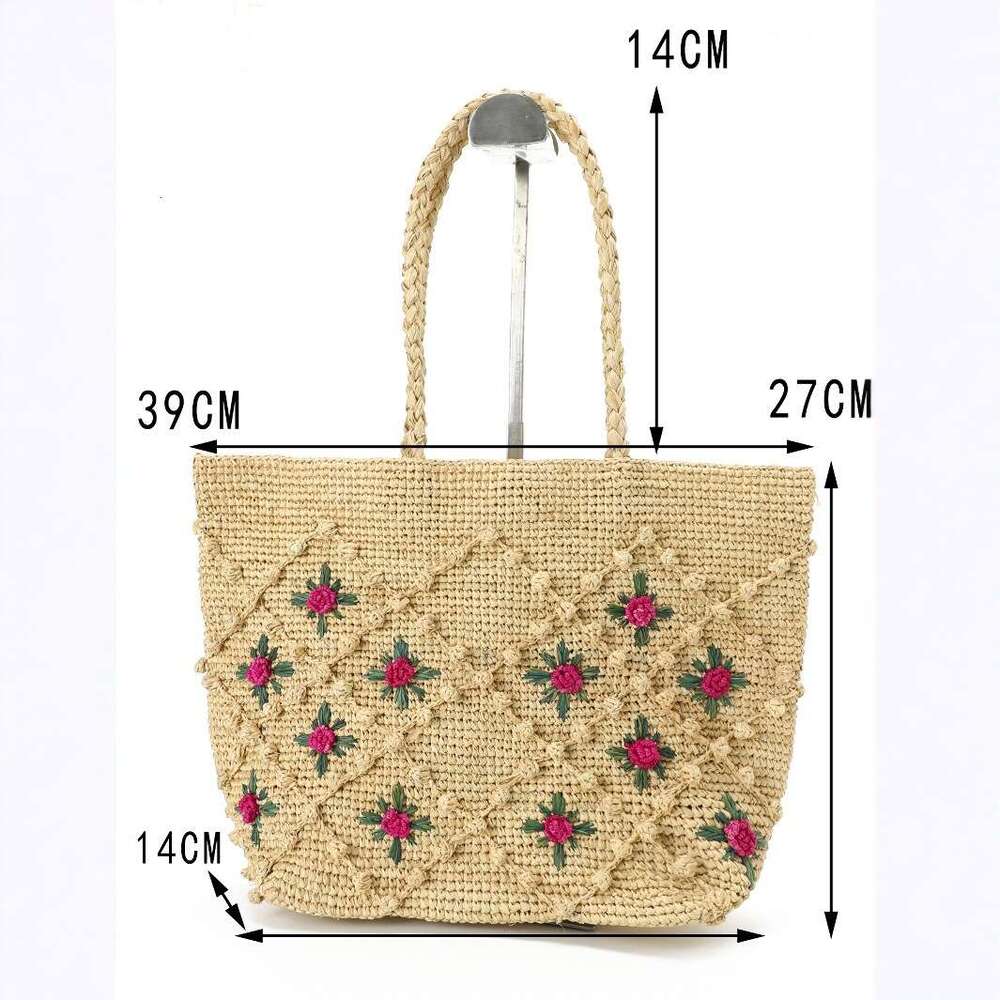 Ins Style Resort Beach Bag Handmade Rose Blossom For Leisure Vacation Summer Travel Beach Bag Exquisite Hook Flower Weaving Bag KQ