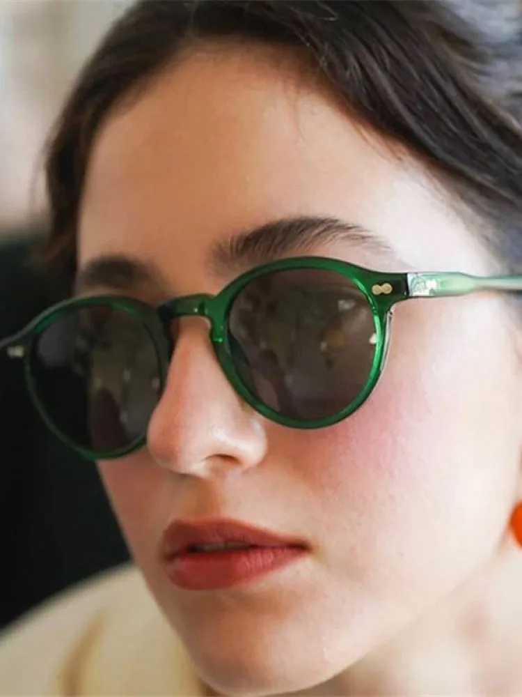 Retro Fashion Mens Sunglasses Womens Retro Small Round Frame Sunglasses Yellow Lens UV400 Goggles Sunshade Glasses Z250422