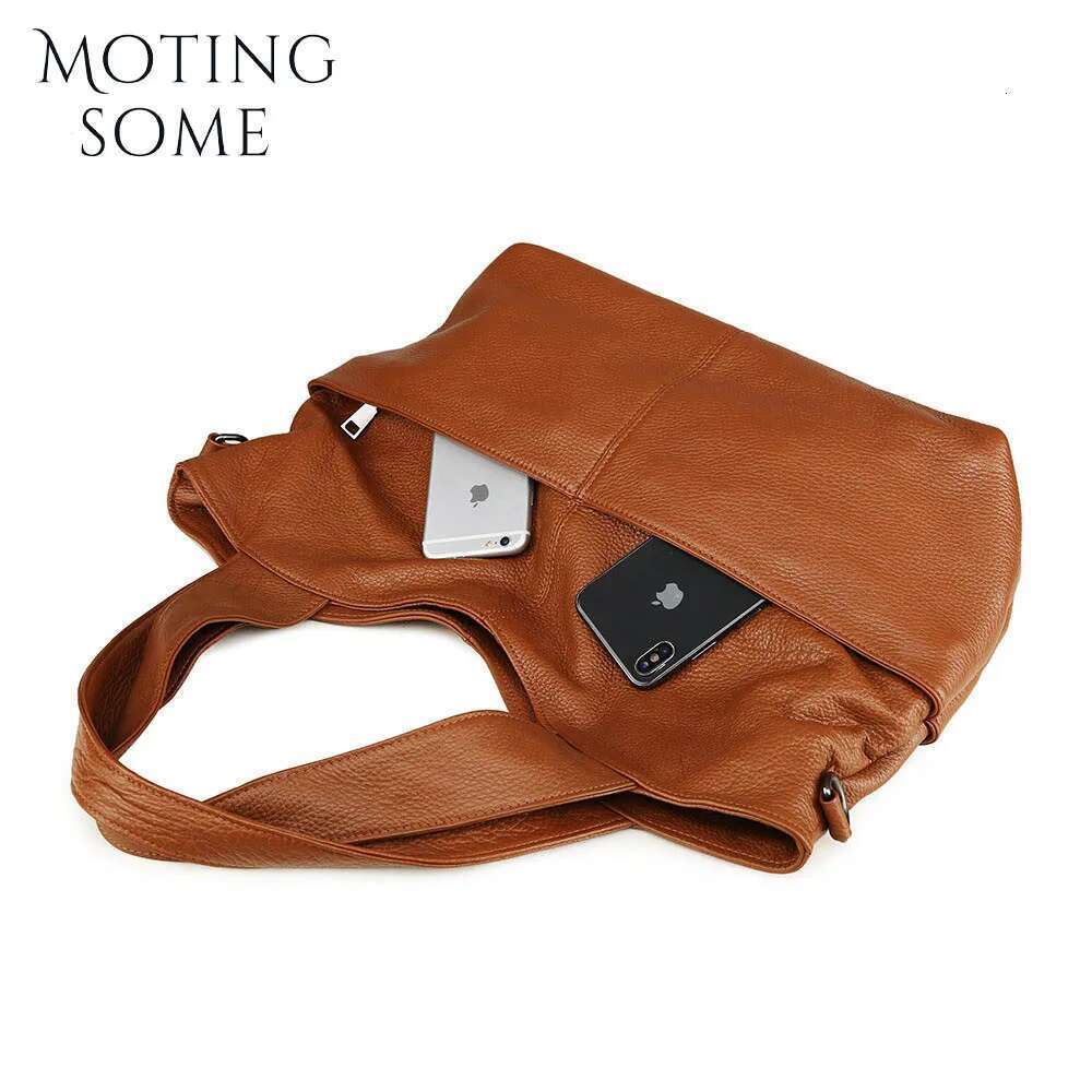 Motingsome Full Grain Cowhide Women Handbag Designer Bags Shoulder Multi-Pocket Roomy Casual Tote Holiday Travel Bag 2024