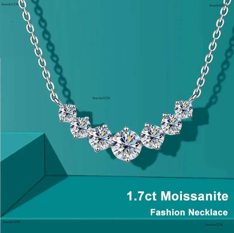 Fine Jewelry Twin Heart Halo Shape Dia Moissanite Pendant Necklaces Sterg Sier Chain For Women Engagement