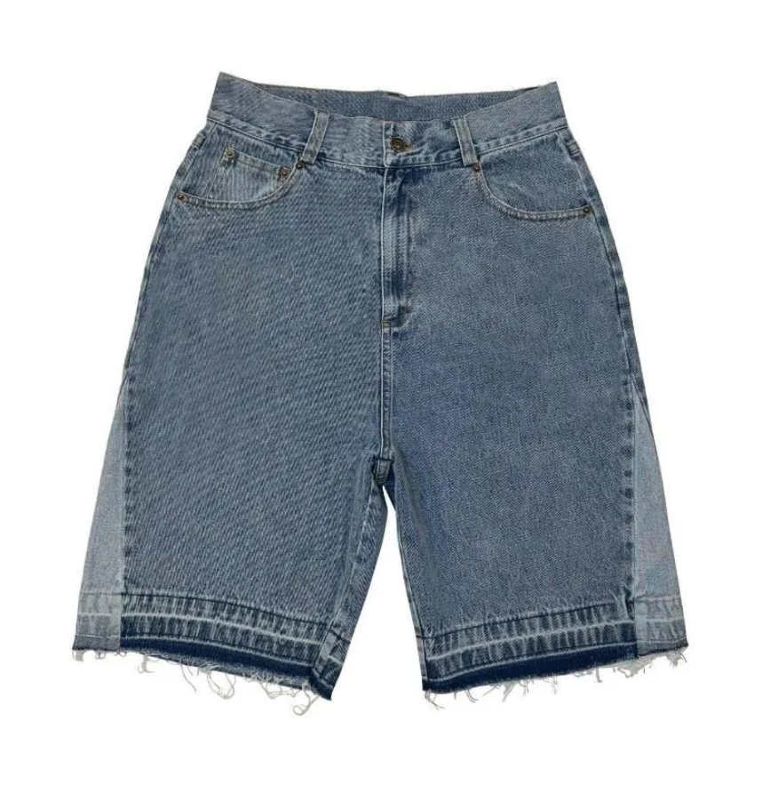 Men's Jeans American Retro Fashion Brand Clothing Letter Embroidered Denim Shorts Men Y2k Street Loose Oversized Jean Women