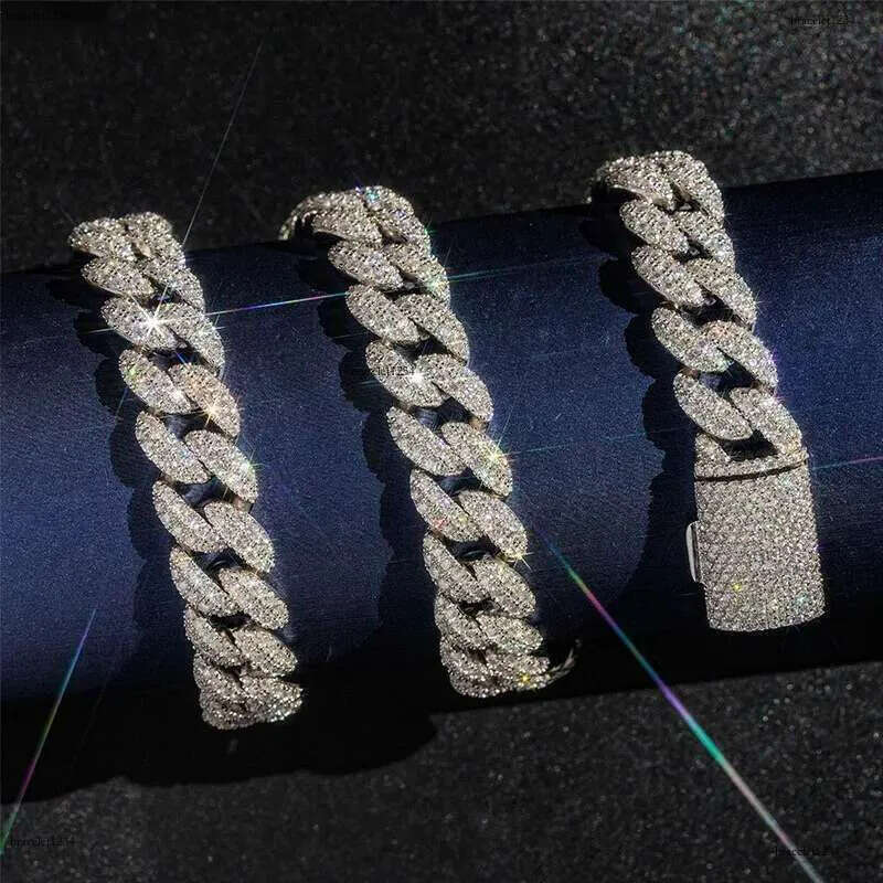 fashion pendant jewelry iced out hip hop miami k chains men women sier 15mm wide round shape vvs moissanite cuban necklaces and bracelets