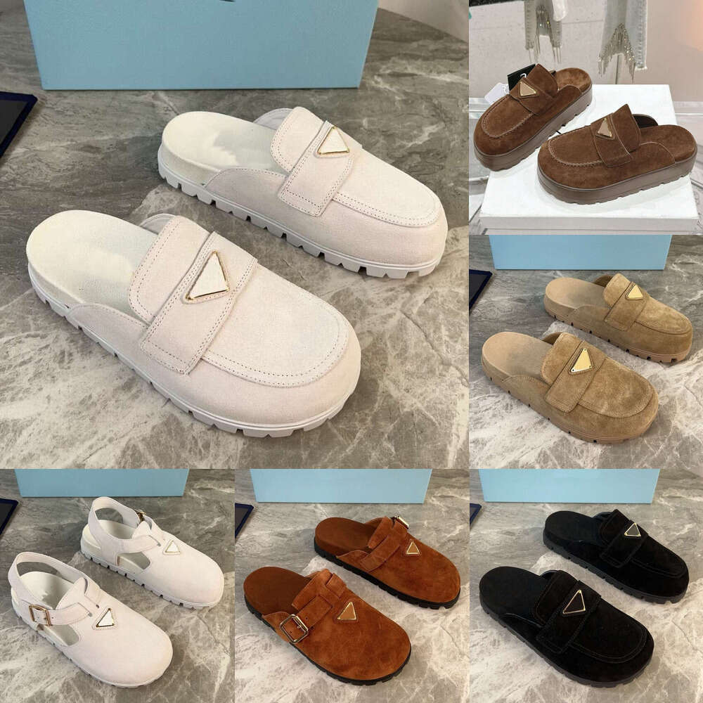 Luxury Mule clog slippers top quality designer Shoes spring summer autumn anti slip leather Suede thick soled flat heeled sandals sandal slipper fashion Woman shoe