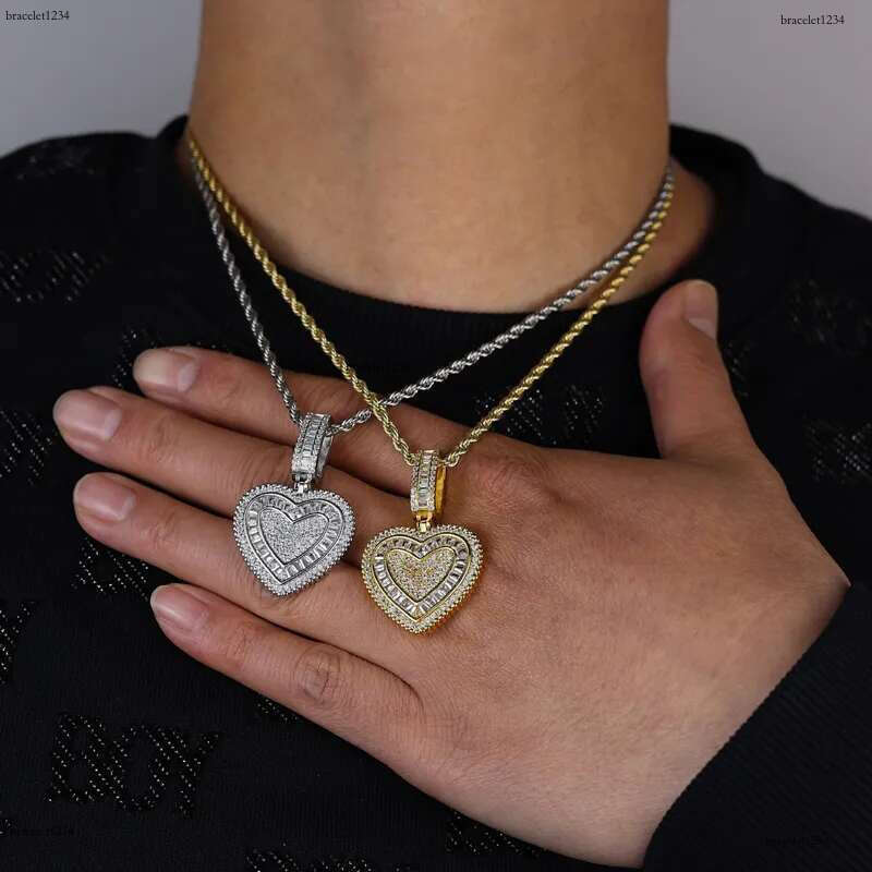 2025 New Fashion Lover Bg 5A Cz Heart Pendant Necklace Iced Out Cubic Zirconia Charm Hip Hop Jewelry for Girls Women Gift
