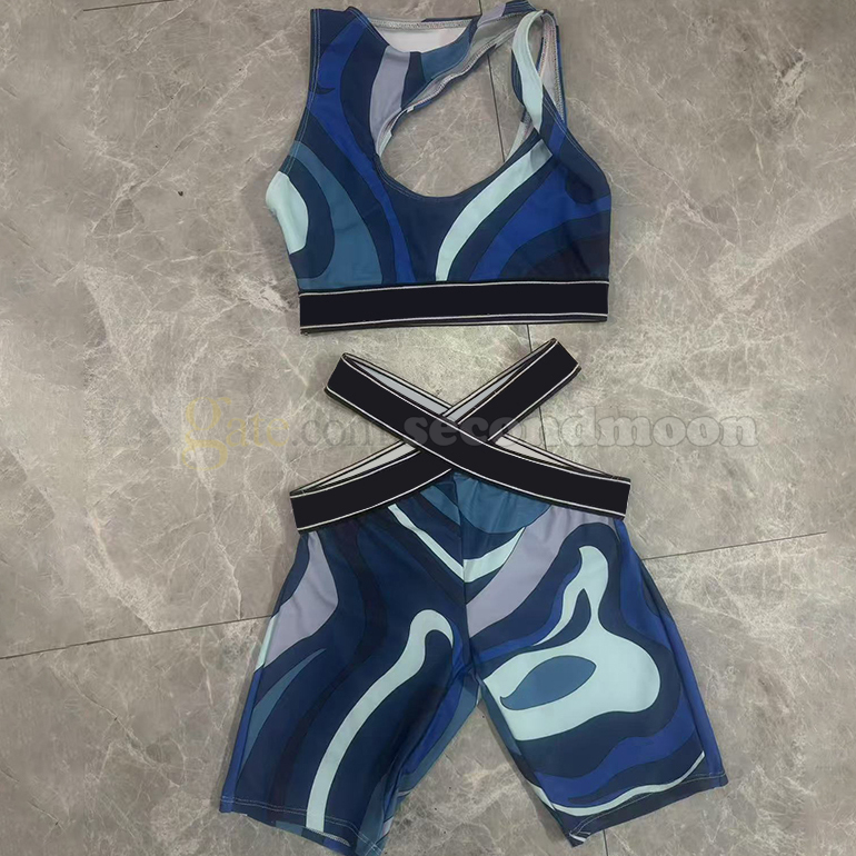 Hollow Cropped Top Women Sport Shorts Letters Webbing Tracksuit Summer Yoga Outfit Gym Fitness Leggings