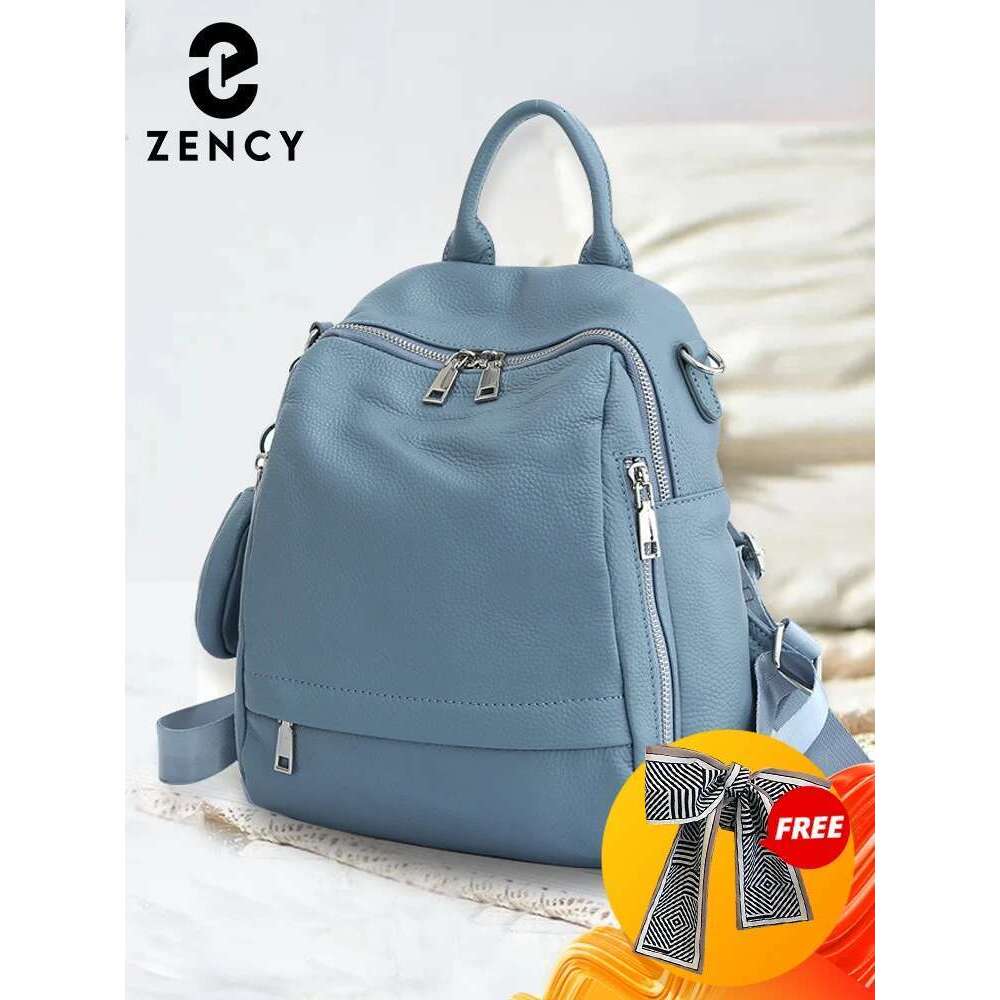 Zency Fashion Genuine Leather Women's Backpack High Quality School Travel Female Shopper Shoulder Bags Satchel Rucksack Commuter