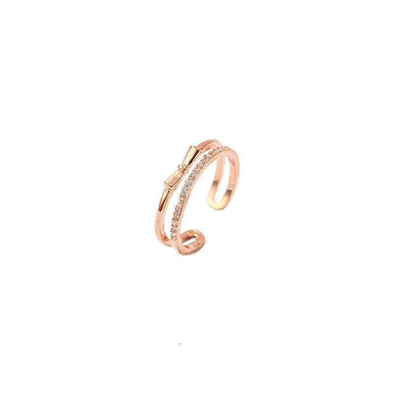 Light luxury bow opening niche design, simple personality, fashionable tail adjustable index finger ring, female
