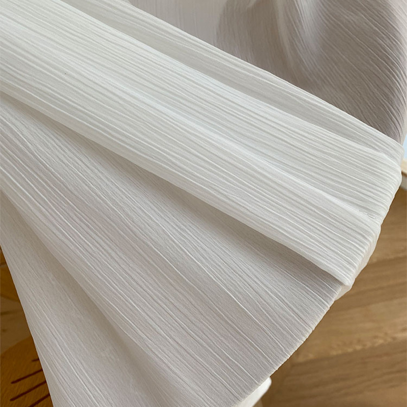 T0417 Crumpled Chiffon Xiaohongshu Same Style Translucent and Non-transparent Net Red Textured Yarn Bedroom Living Room Bay Window Screen Finished Pro