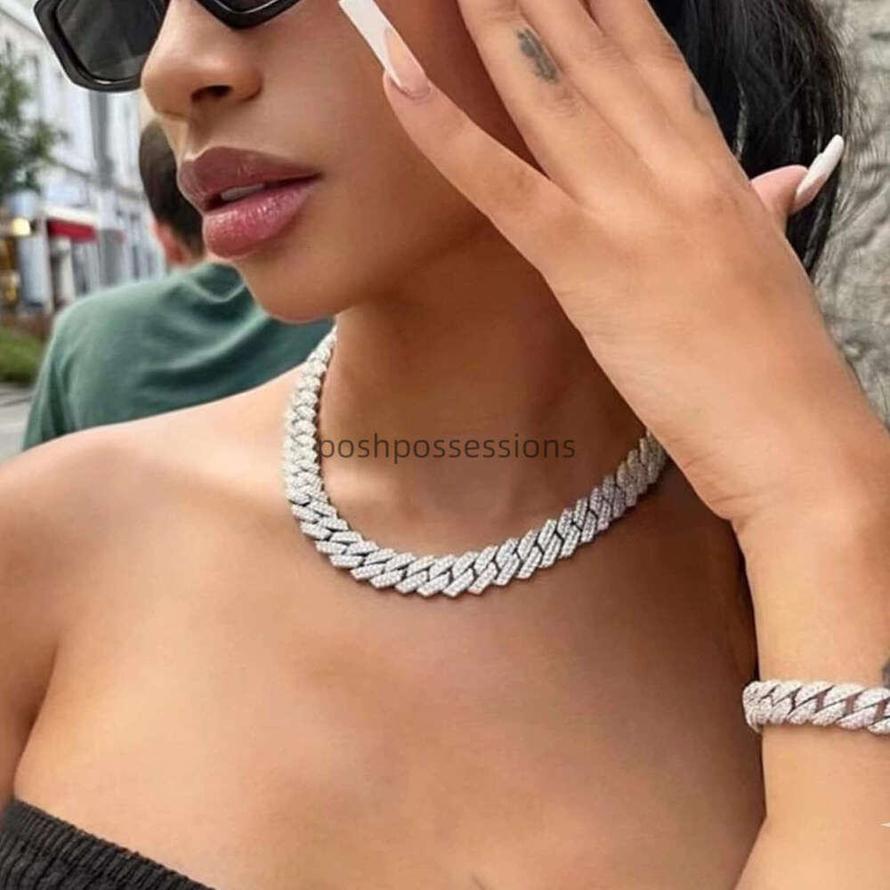 Mens Sier/Gold 8''16''18''20''22''24'' Necklace Iced Out Thick Chain Women Bling Dia Cut C