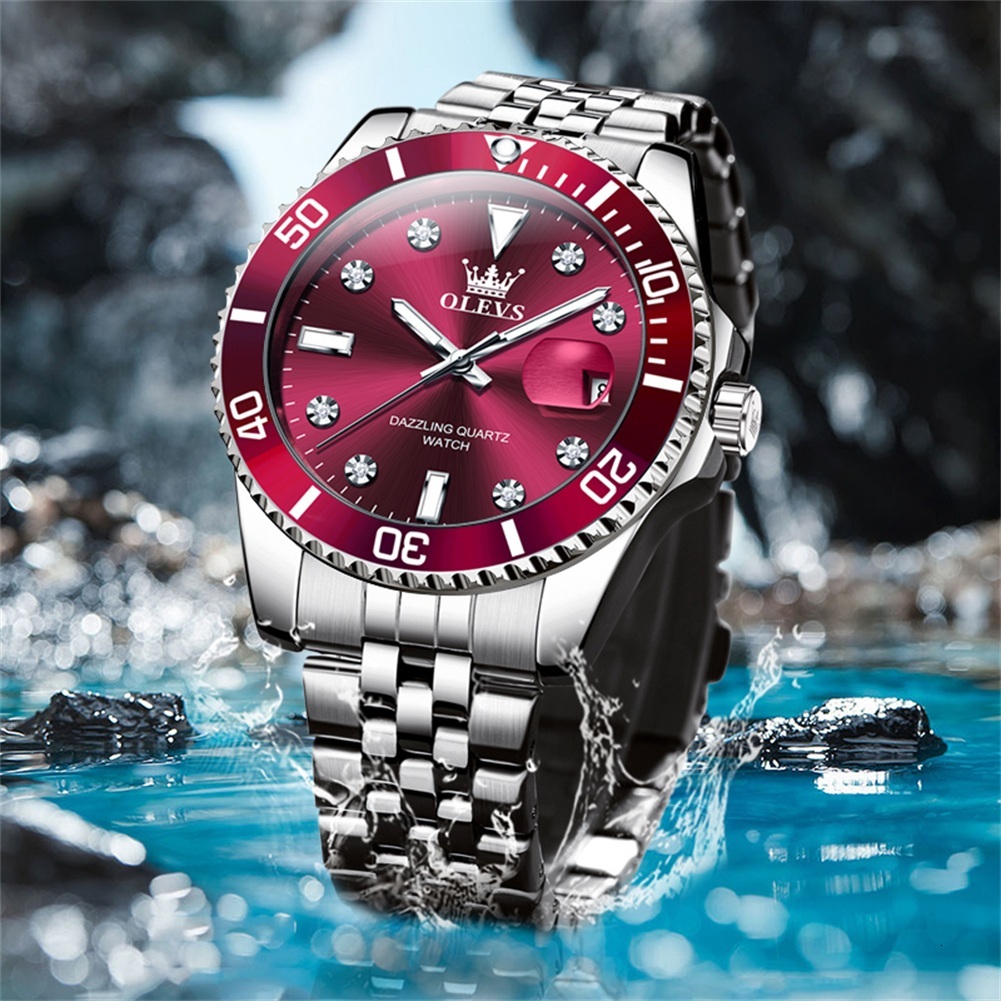 OLEVS Brand Designer Men's Green Water Ghost Style Men's Watches Men's Perpetual Calendar Steel Band Quartz Watches Luxury Watches Free