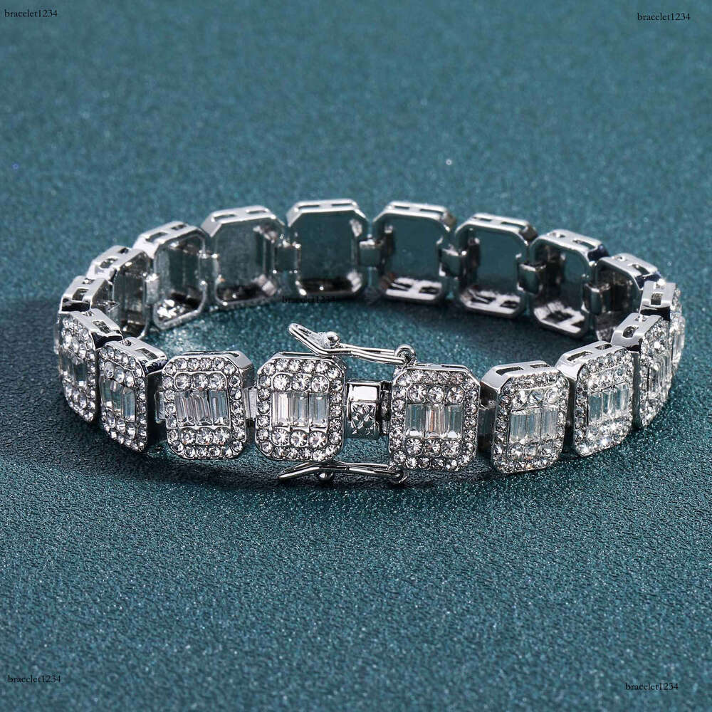 Luxury Hip Hop 13mm square round ice out VVS Moissanite Cuban Chain Bracelet for men and women Free delivery