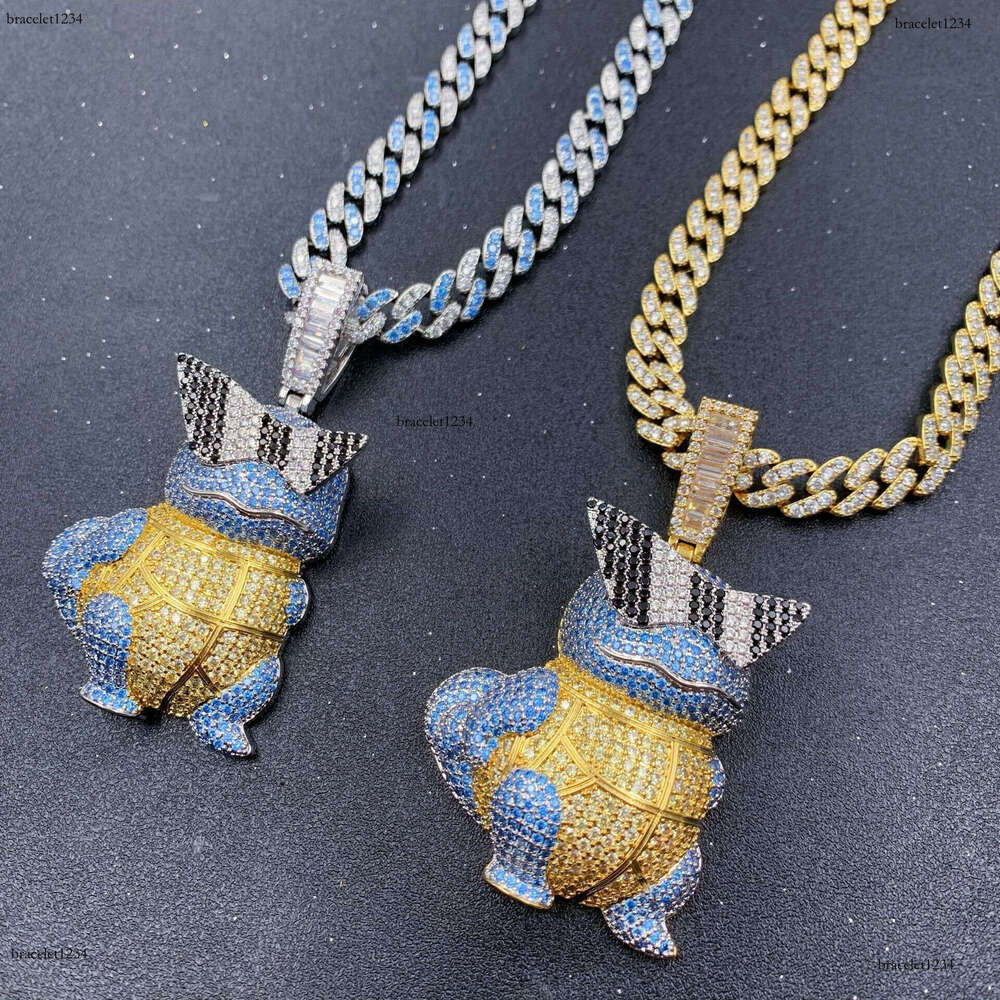 Luxury designer Cartoon Squirrel with real gold plating inset ice out VVS Moissanite Pendant Men Women Hip Hop pendant Free shipping
