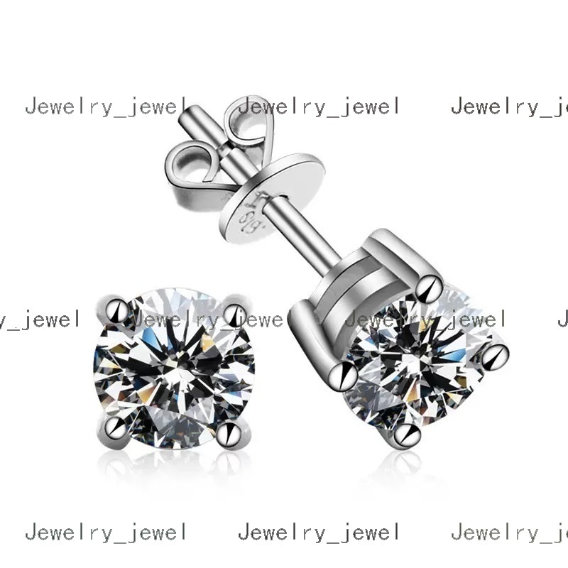 Sterling Silver Diamond Earring 0.3/0.5/0.8/1/2 Carat 4-Prong Setting Excellent VVS1 Moissanite Silver Earrings