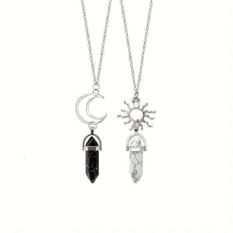 Jewelry Set 4-piece Natural Stone Couple Love Magnet Mutual Attraction Bracelet Hexagonal Column Necklace