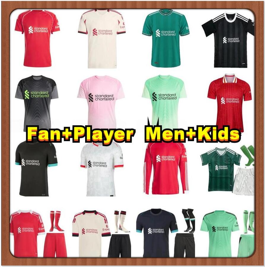 25 26 LiverpPudlian soccer jerseys vAn Dijks MAC ALLISTER SZOBOSZLAI 25-26 home football shirt is red, combined with white logos. player football jersey Kids