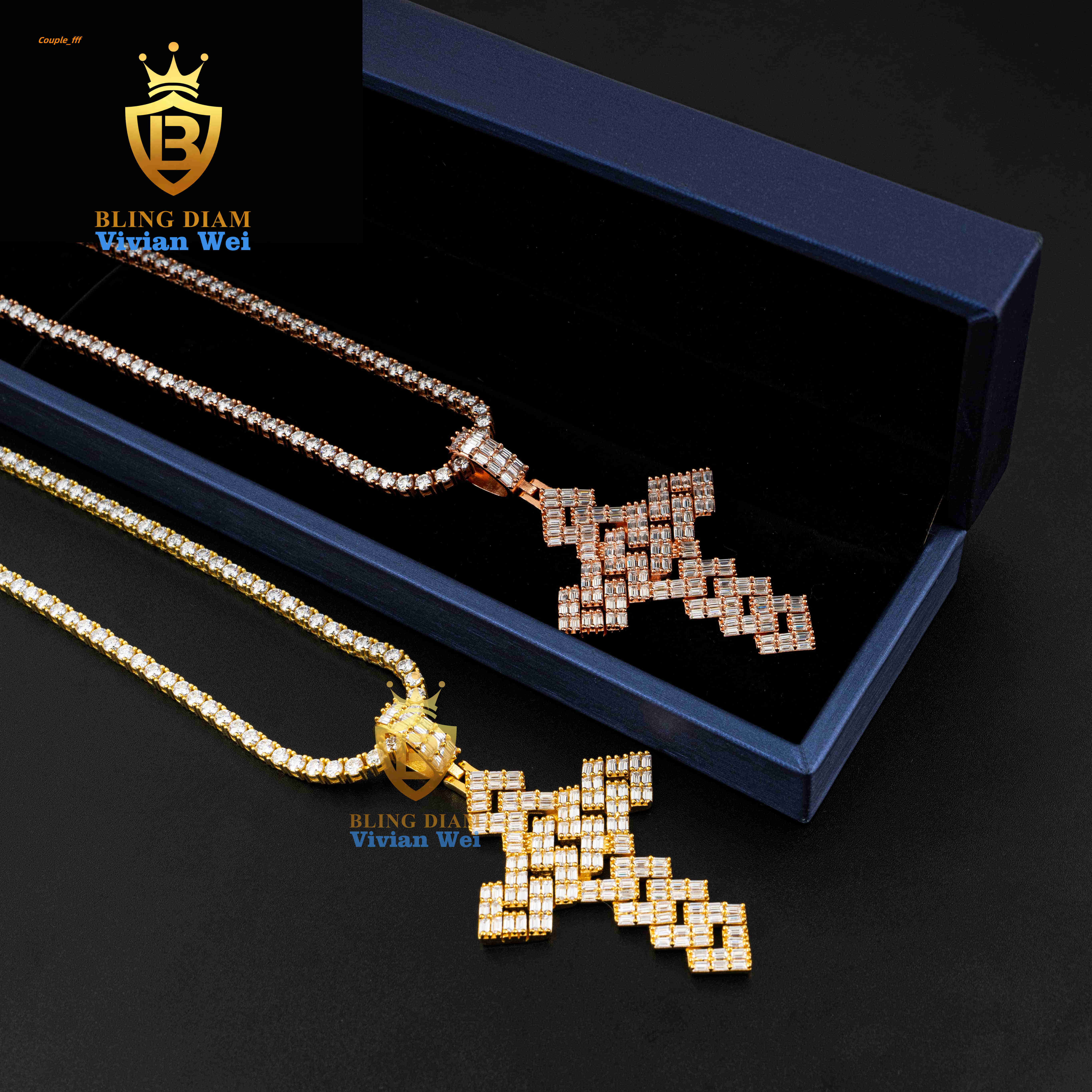 Luxury Fine Jewelry VVS Moissanite Custom Iced Out Cross Pendant